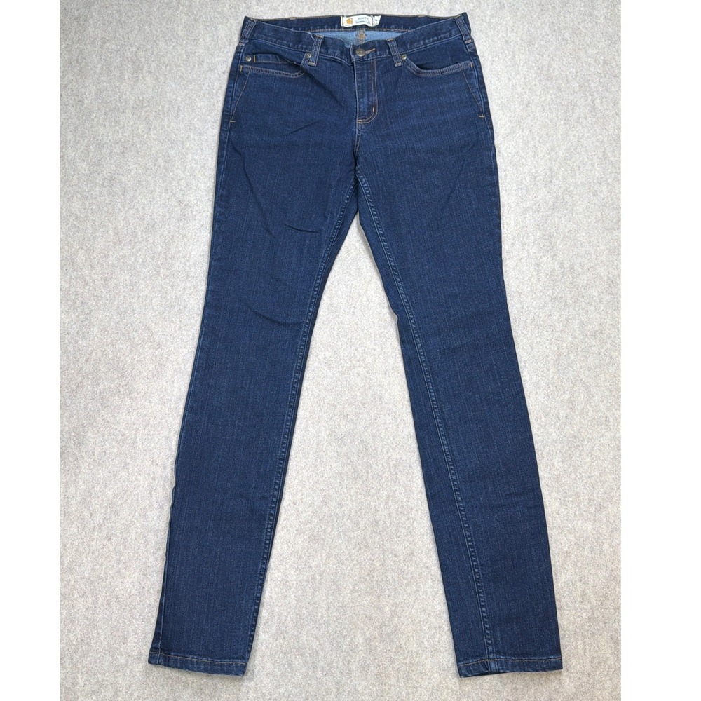 Carhartt Jeans Womens 6 Layton Skinny Leg Dark Blue Rugged Flex Workwear Casual